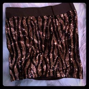 Zinga black and gold zebra pattern sequin skirt